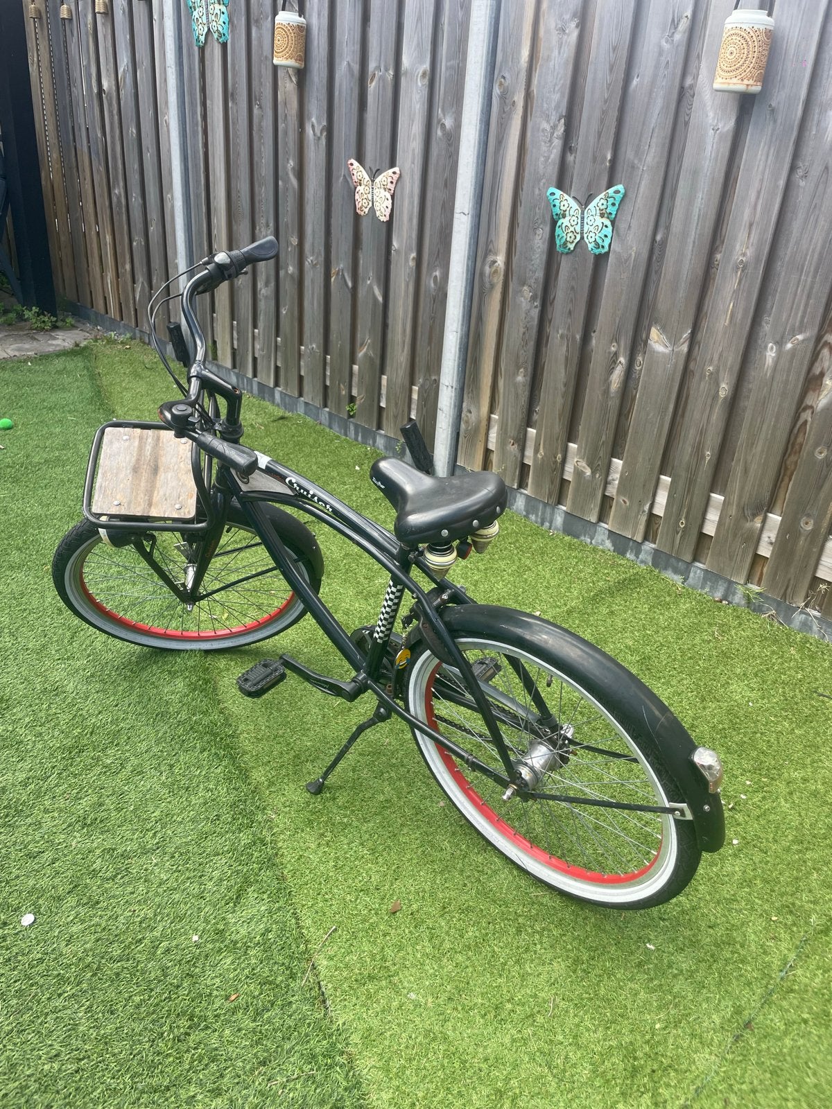 Zwarte Cruiser fiets met voordrager, Ophalen, Gebruikt, Cruiser