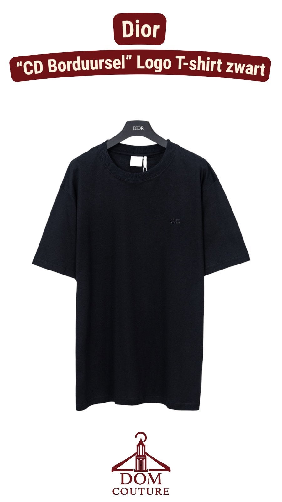 Dior "CD Borduursel" Logo T-shirt zwart, Ophalen of Verzenden, Nieuw, Overige maten, Zwart