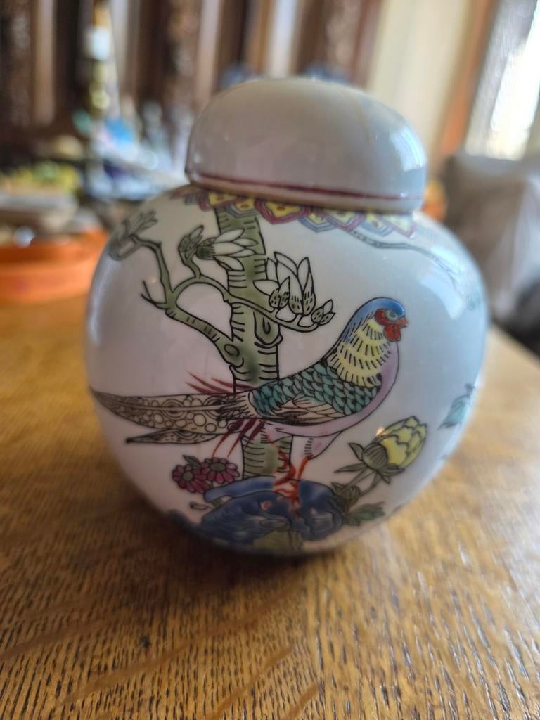 Antieke Chinese Porseleinen Gemberpot met Deksel, Ophalen