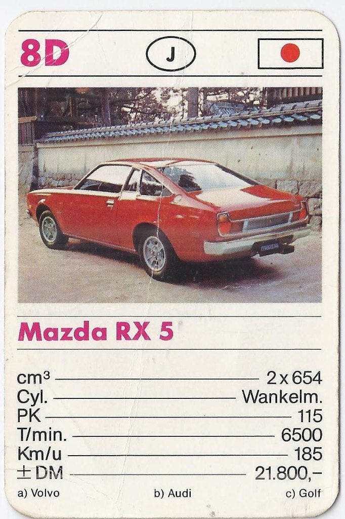 Kw3049 autokaartje mazda rx 5 ( 8d ), Ophalen of Verzenden, Zo goed als nieuw, Auto's
