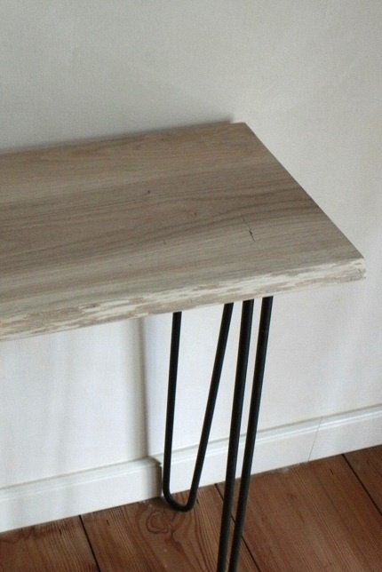 Mooie sidetable haltafel metaal & eikenhout 100 cm., 100 tot 150 cm, Nieuw, Ophalen of Verzenden, Eikenhout
