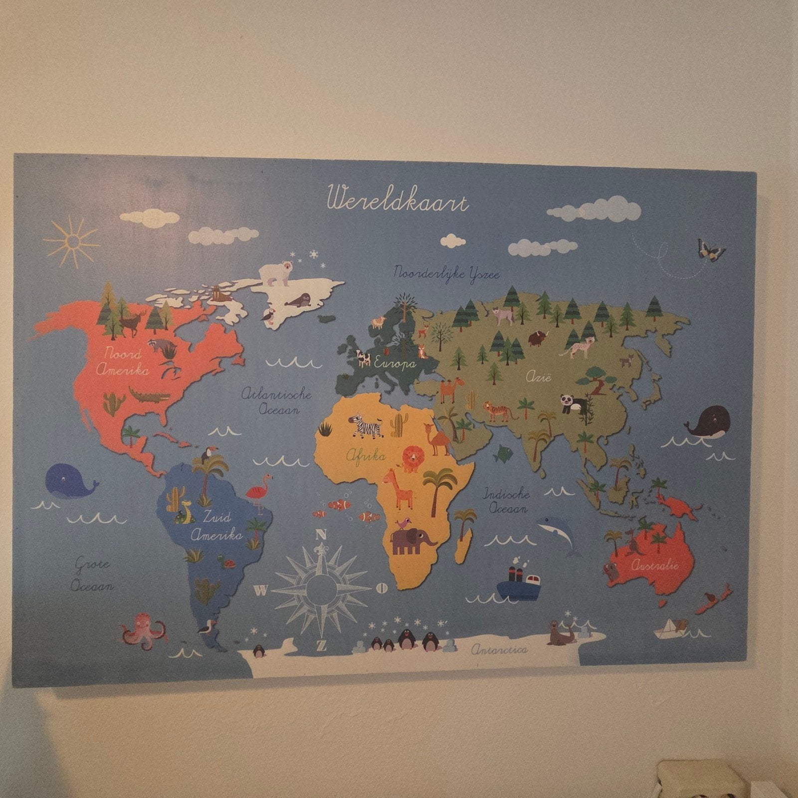Educatieve Wereldkaart voor Kinderen - Canvas, Ophalen, Meerkleurig, Zo goed als nieuw, Modern