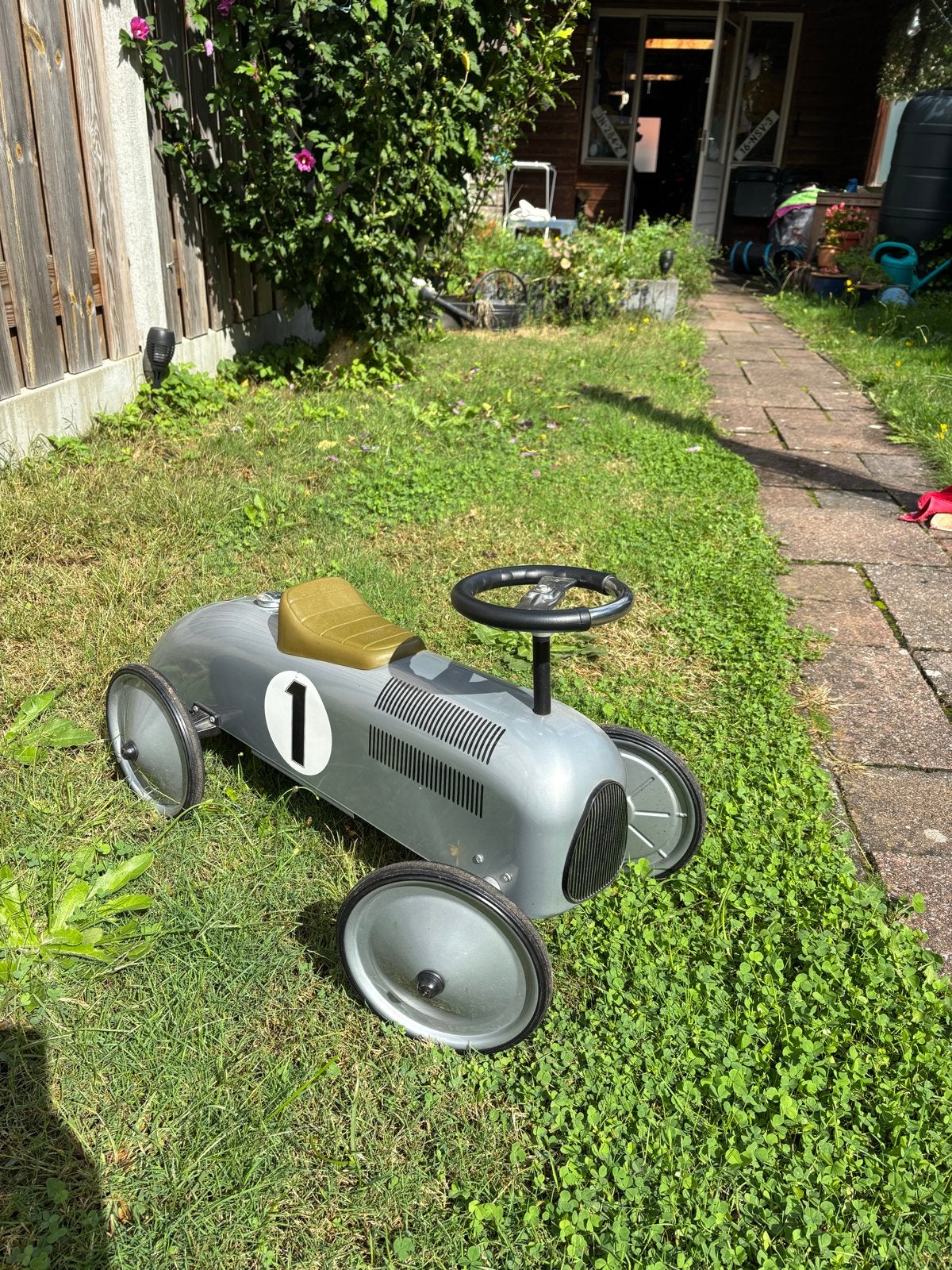 Vintage loopauto voor kinderen - Grijs met nummer 1, Ophalen, Gebruikt
