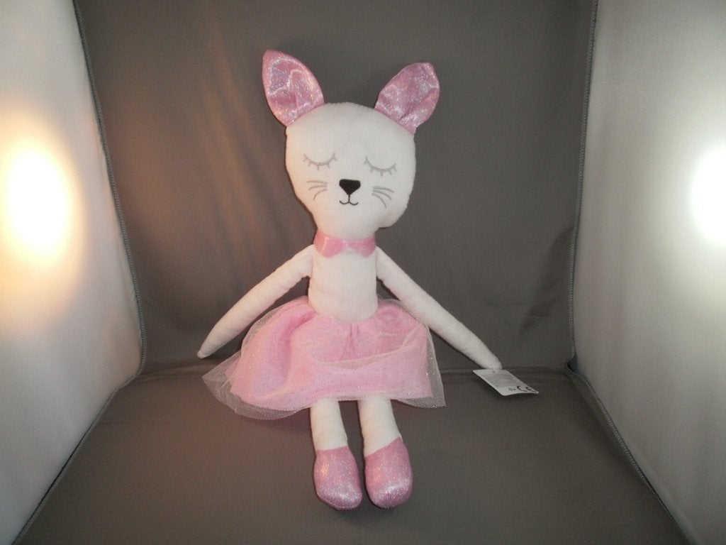 zeeman poes of konijn ballerina oogjes dicht wit roze oren/, Overige merken, Overige karakters, Ophalen of Verzenden, Wasbaar
