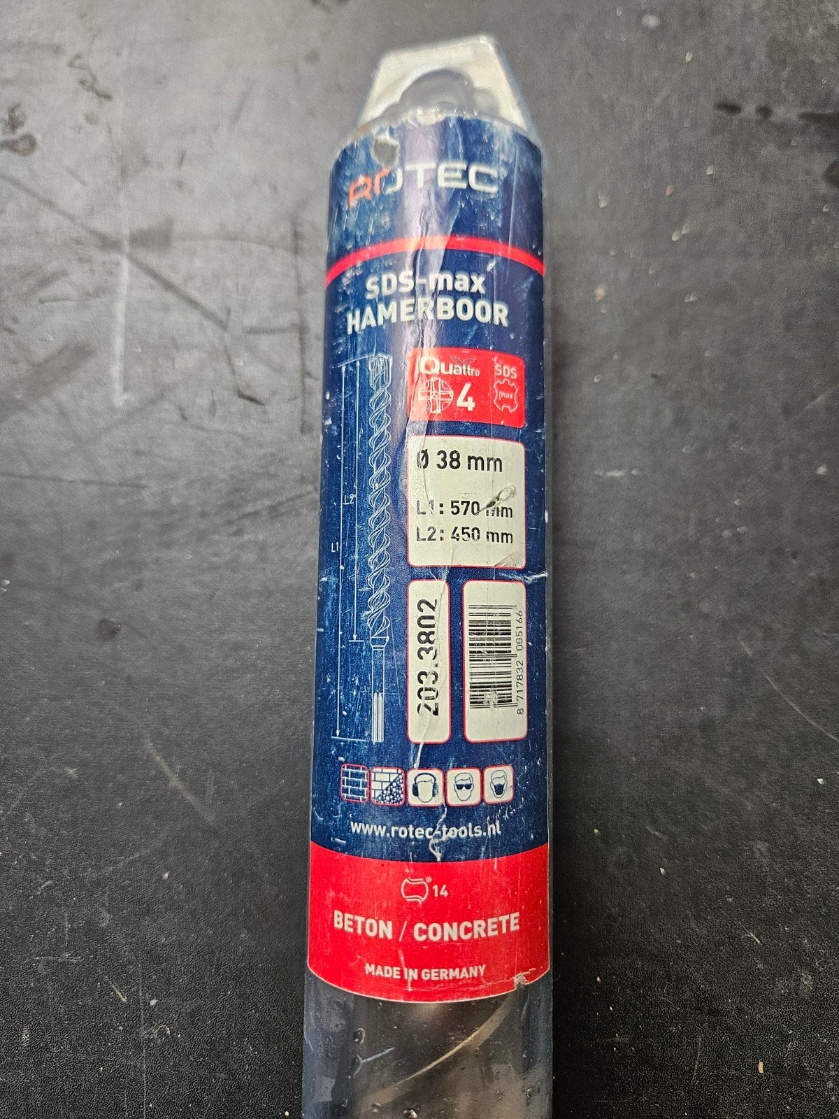 Rotec Hamerboren Sds-Max Zentro 38,0X450/570 mm, Boor- en/of Breekhamer, ., Nieuw, Ophalen of Verzenden
