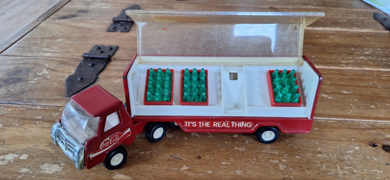 Vintage Buddy L Japan Coca-Cola Mack-vrachtwagen & oplegger, Ophalen of Verzenden, Gebruikt, Bus of Vrachtwagen, Overige merken