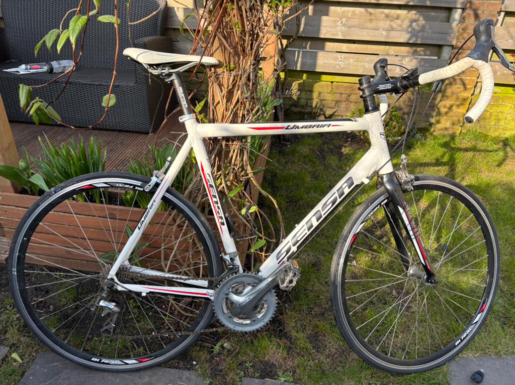 Heren Sensa Umbria racefiets - Wit, 28 inch, Tiagra, Fietsen en Brommers, Fietsen | Racefietsen, 28 inch, Gebruikt, Aluminium
