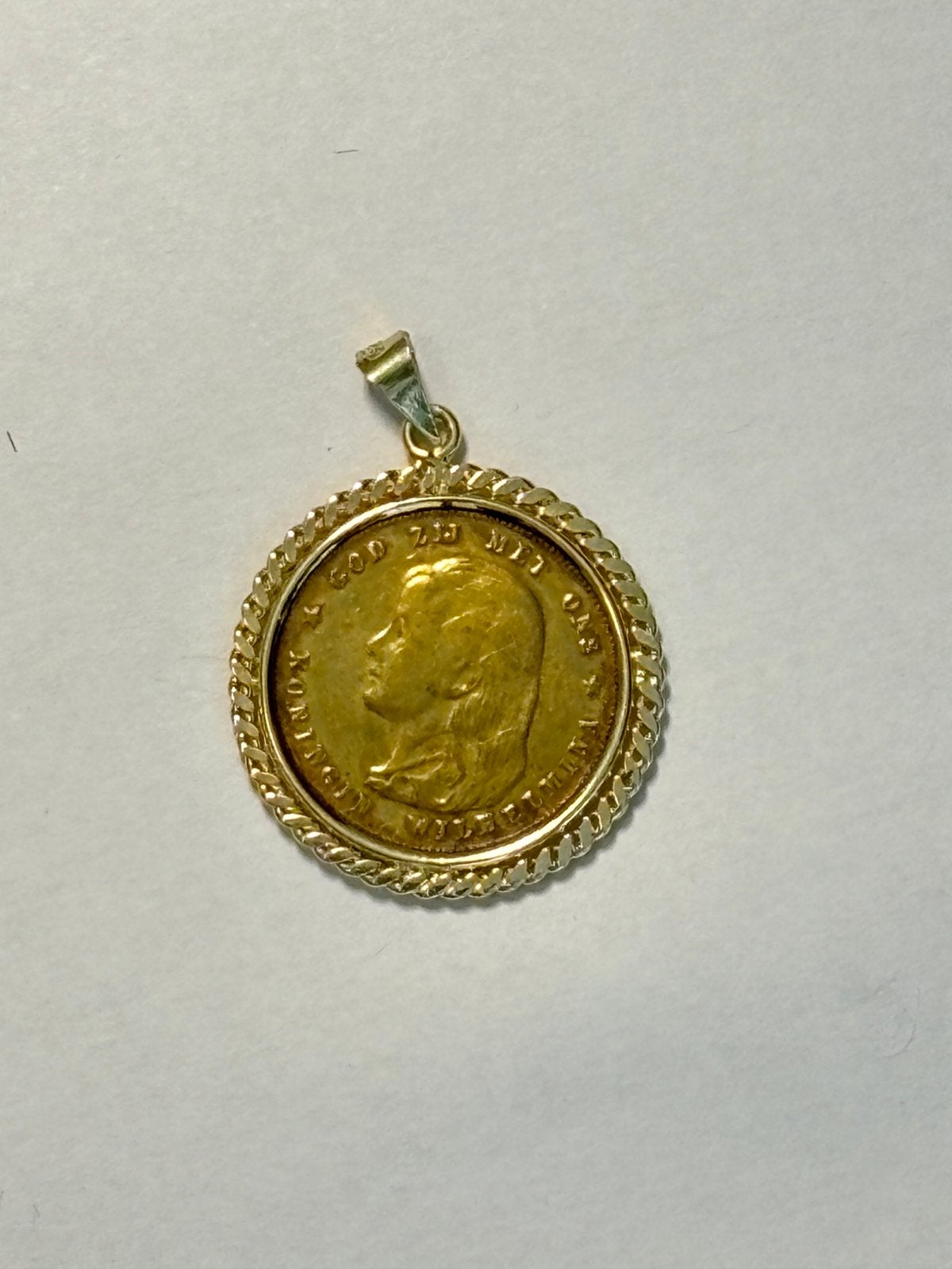 Hanger Gouden Tientje uit 1897 Wilhelmina, Gebruikt, Overige voorstellingen, Ophalen of Verzenden, Goud