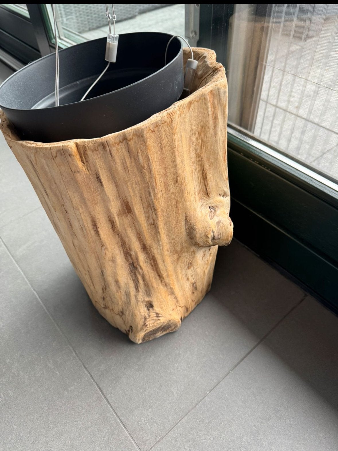 Unieke houten plantenbak / bloempot, Ophalen, Zo goed als nieuw, Hout