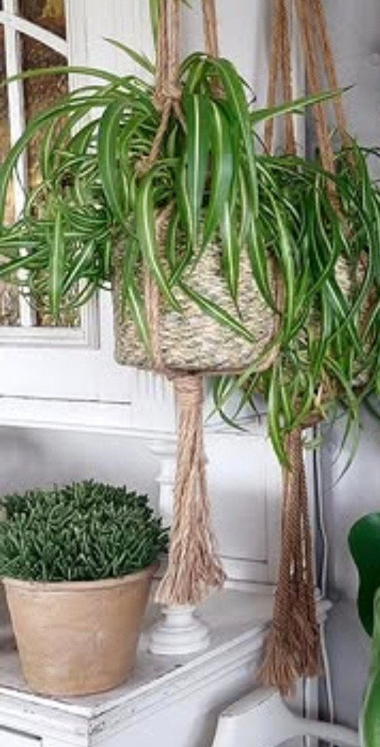 Nieuwe jute macrame plantenhanger maat L, Huis en Inrichting, Woonaccessoires | Overige, Verzenden, Boho, Nieuw, Natuurlijk materiaal