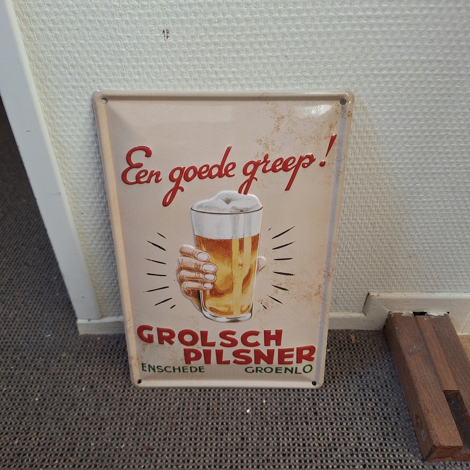 Grolsch bord, Ophalen of Verzenden, Gebruikt, Reclamebord, Plaat of Schild, Grolsch