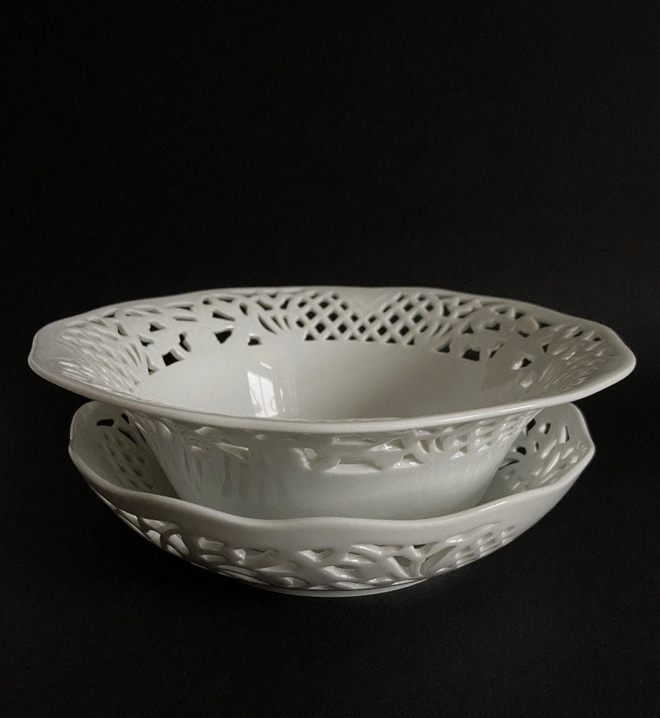 Schumann Germany Schaal Porselein Ajour Kant 19 cm 21 cm, Antiek en Kunst, Ophalen