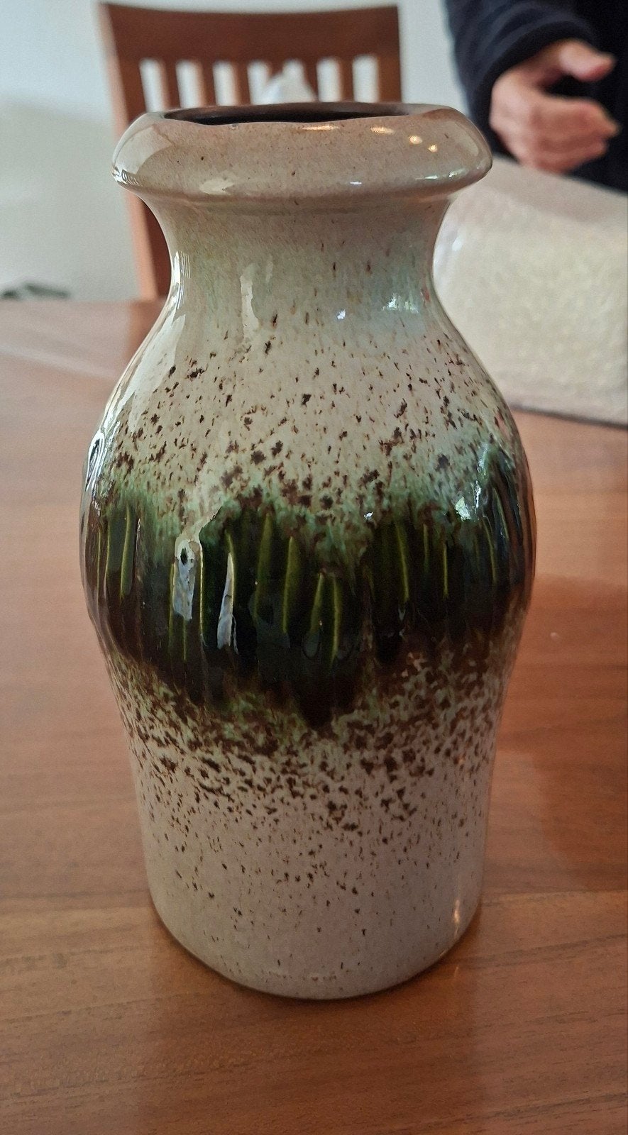 Vintage West-Germany Keramiek Vaas - Bruin/Groen, Antiek en Kunst, Ophalen