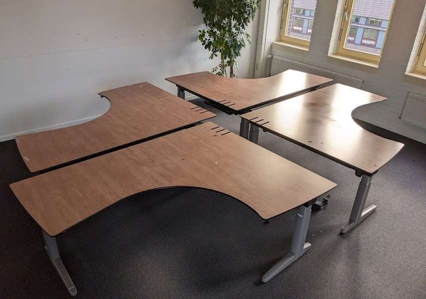 85x Ahrend Essa hoekbureau werkplek hoogte instelbaar, In hoogte verstelbaar, 140 cm, 180 cm, Ophalen of Verzenden