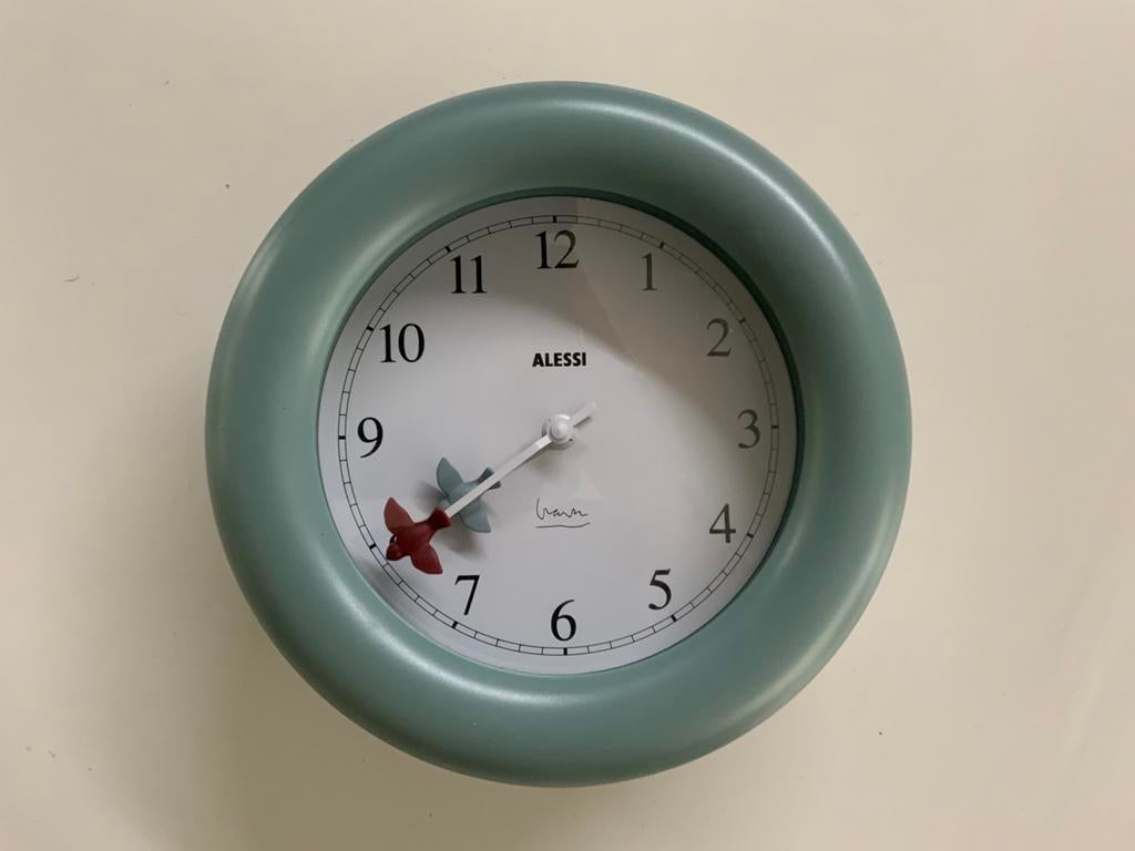 Vintage Alessi wandklok Michael Graves, Ophalen of Verzenden, Zo goed als nieuw, Analoog, Wandklok