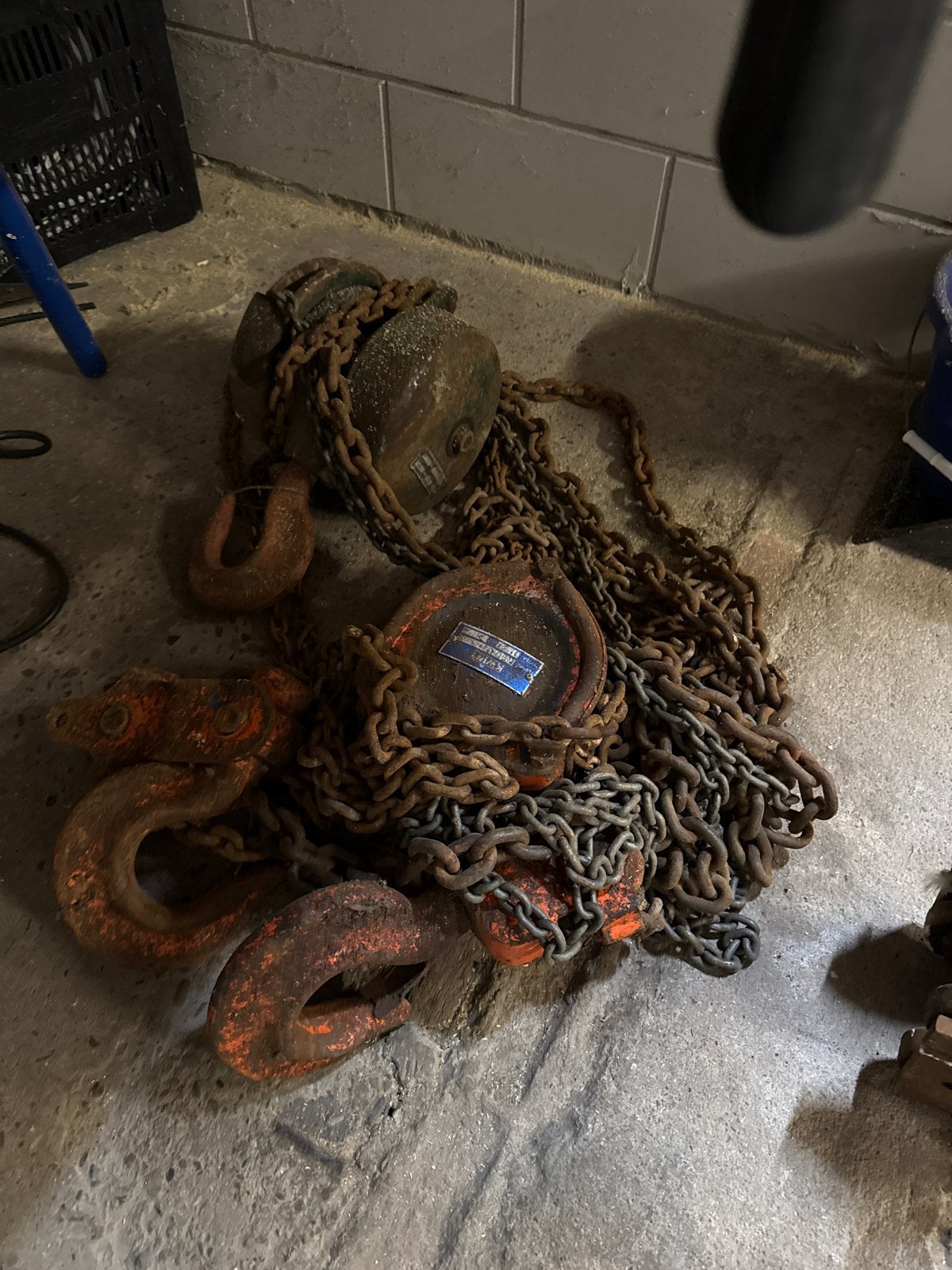 Gebruikte kettingtakel met haken, Ophalen of Verzenden, Gebruikt, Handmatig