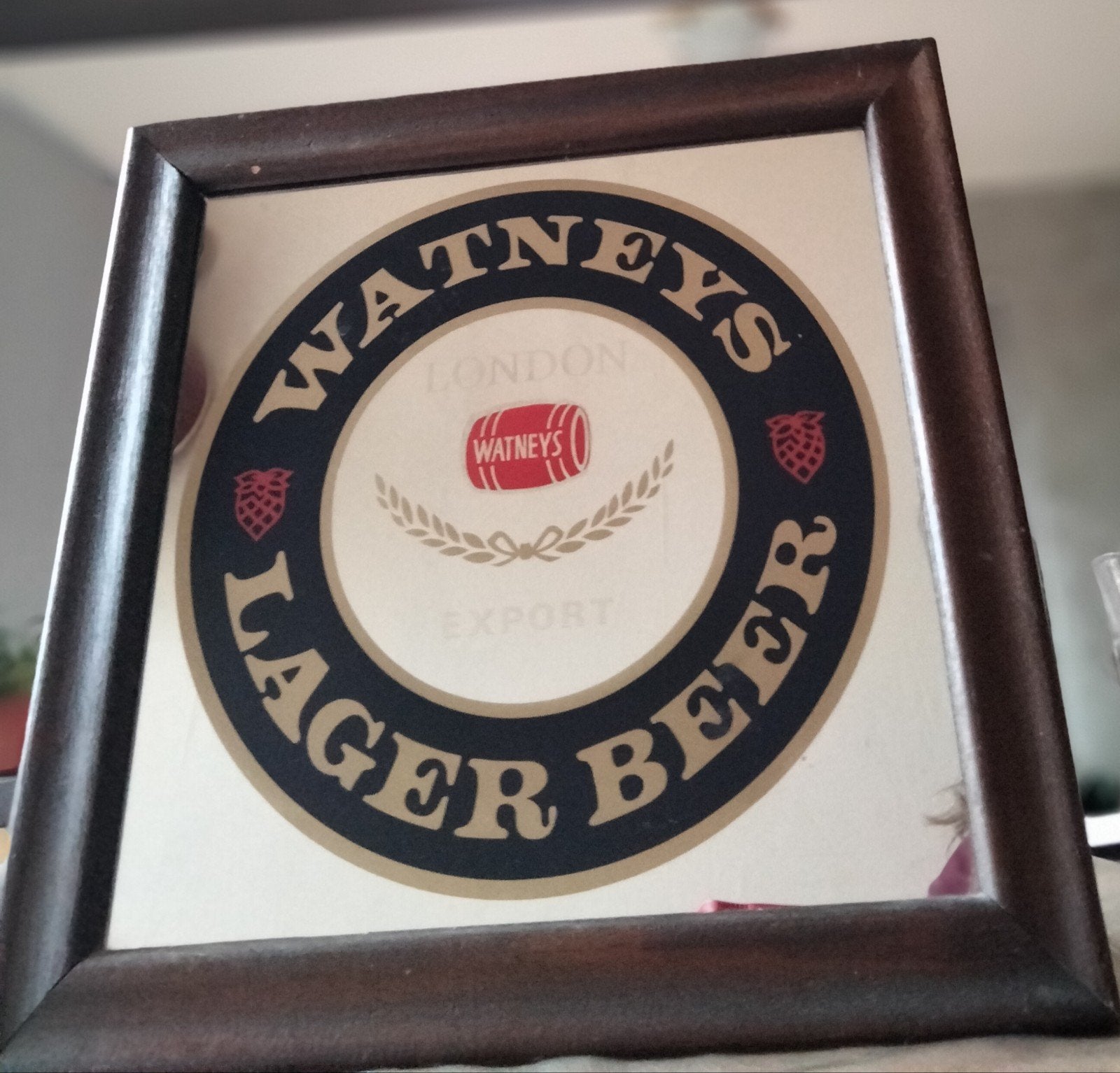 bar spiegel watneys lager beer, Ophalen of Verzenden, Vierkant, Minder dan 50 cm