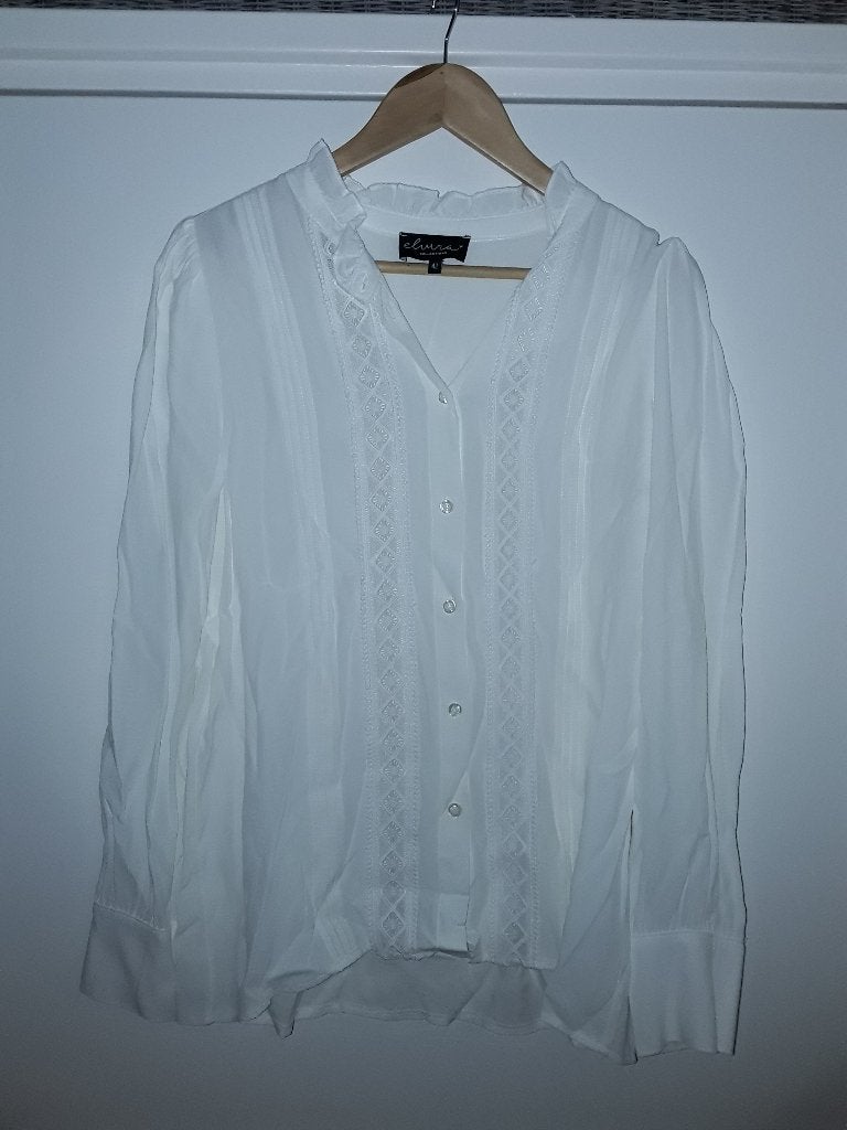 Elvira Witte Bohemian Blouse Met Kanten Details Maat 42, Kleding | Dames, Blouses en Tunieken, Nieuw, Maat 42/44 (L), Wit, Ophalen of Verzenden