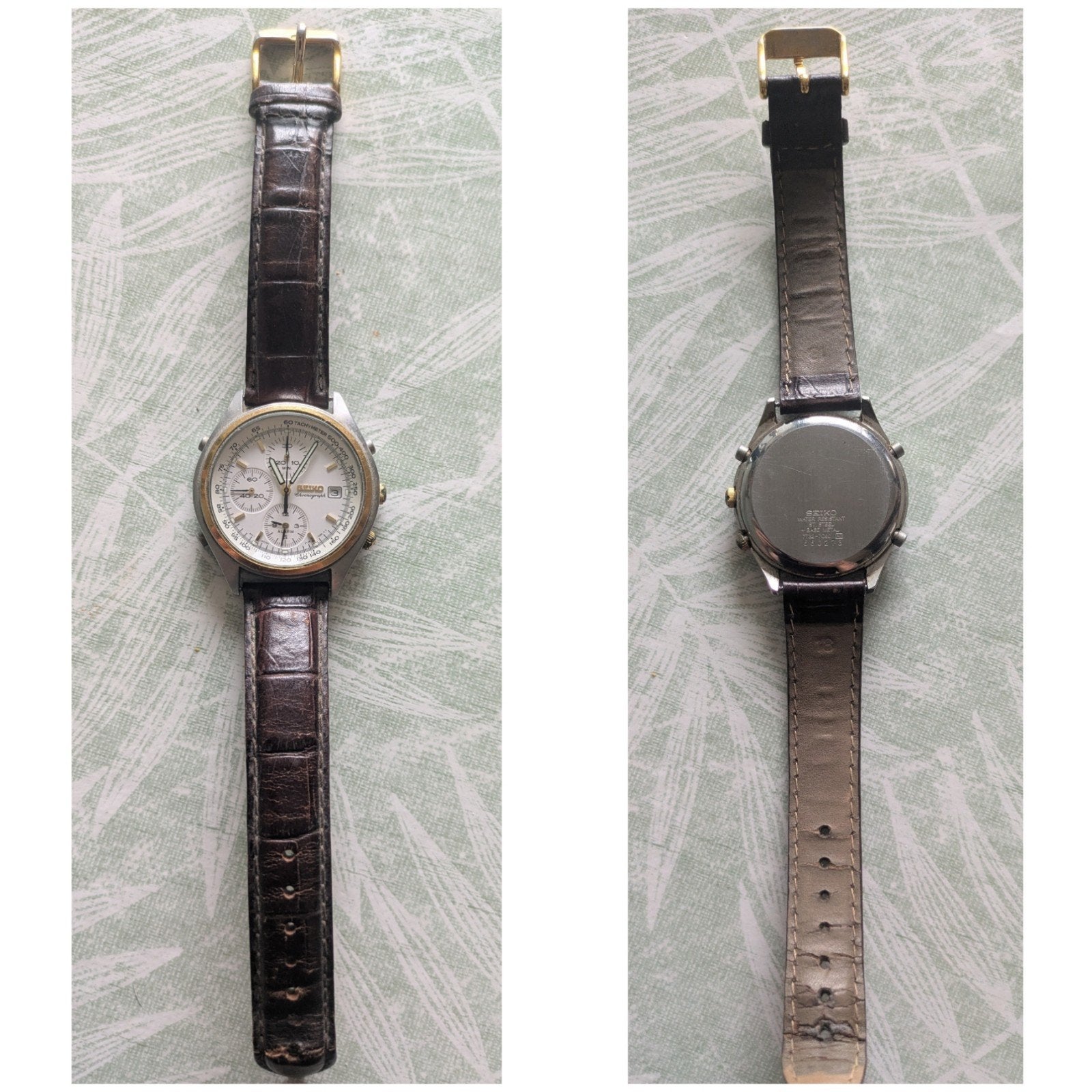 Seiko Chronograaf Polshorloge met Leren Bandje, Sieraden, Tassen en Uiterlijk, Horloges | Heren, Seiko, Staal, Polshorloge, Ophalen of Verzenden
