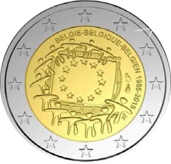 Speciale 2 Euro munt BELGIE 2015 "30 Jaar Europese Vlag"., Postzegels en Munten, Munten | Europa | Euromunten, Ophalen of Verzenden