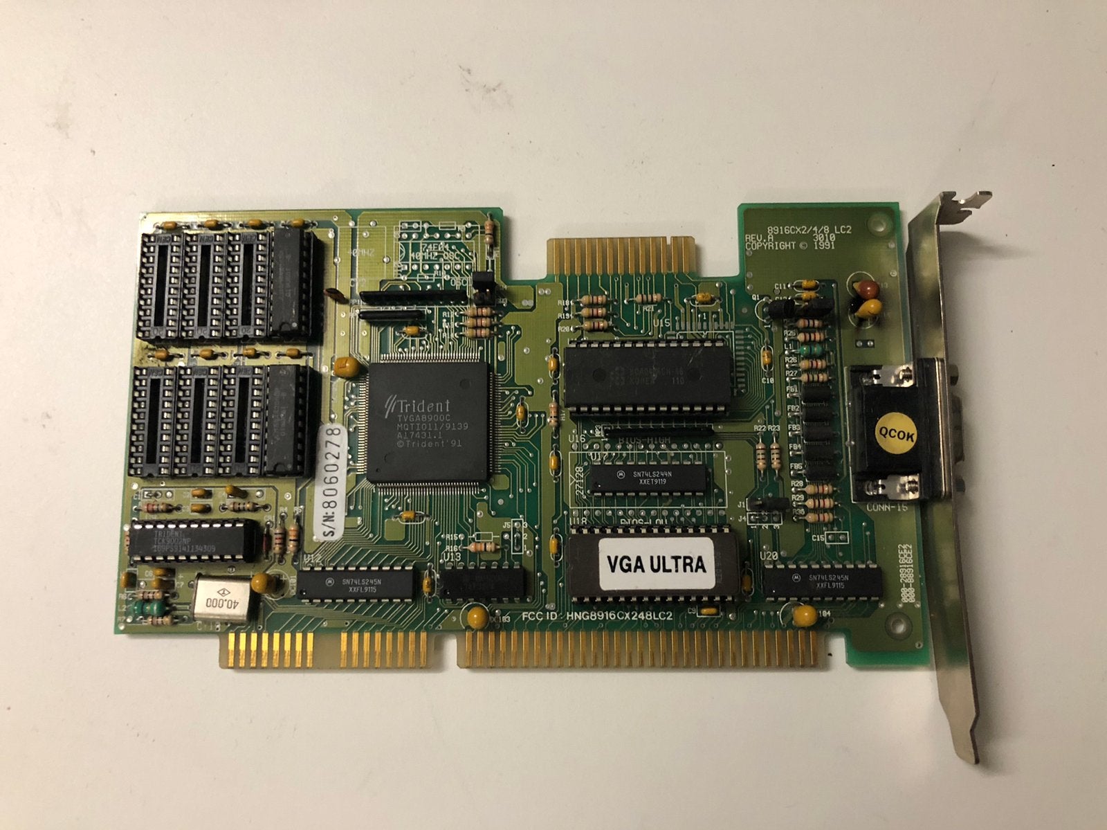 Trident 8900C 16-Bits VGA ISA videokaart., Verzenden