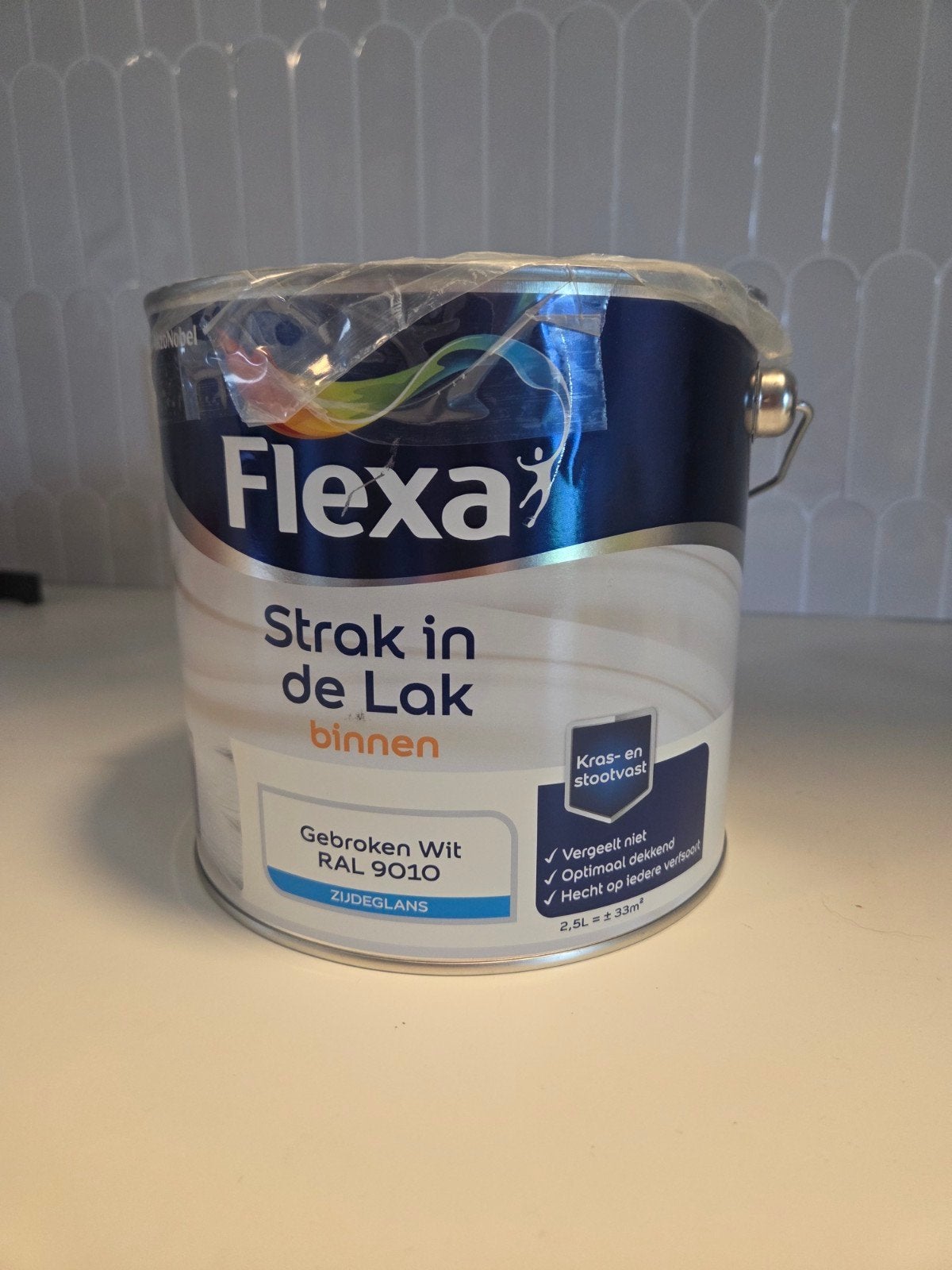 Flexa Strak in de Lak Binnen Zijdeglans Gebroken Wit 2,5L, Ophalen, Wit, Nieuw, Lak