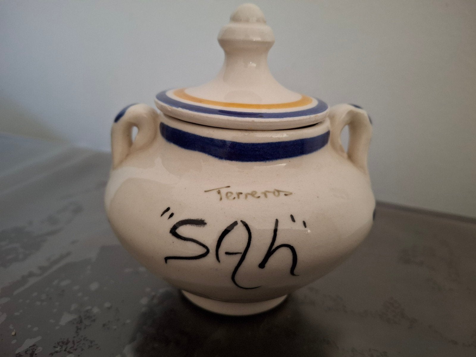 Mooie zoutpot / potje ,Keramiek, Ophalen of Verzenden