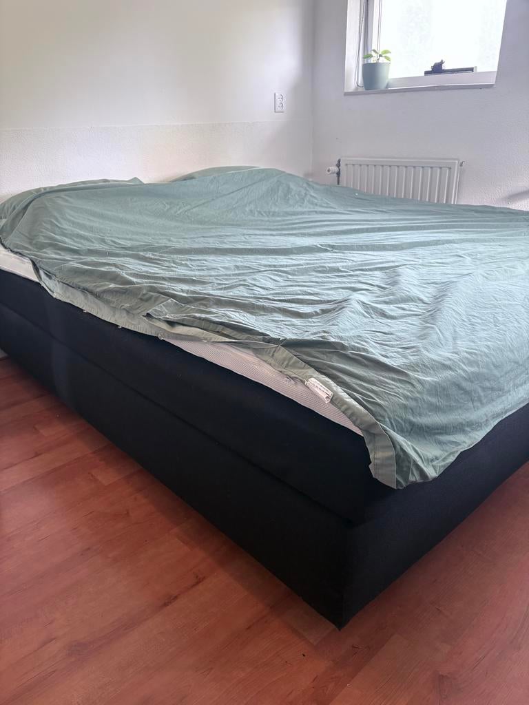 Boxspring bed 180x200cm, incl. topper (optioneel), Ophalen, Zwart, Tweepersoons, Zo goed als nieuw