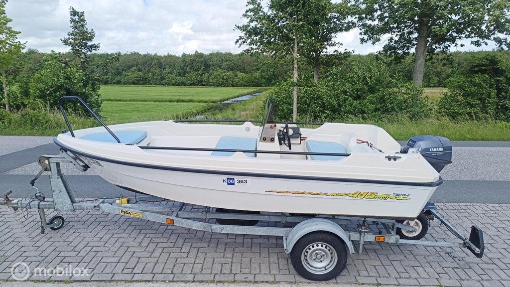 Terhi 415 Nova + Yamaha 9,9 PK 4-Takt + Pega Kanteltrailer, Watersport en Boten, 10 tot 30 pk, Gebruikt, Terhi Nova, Terhi Nova