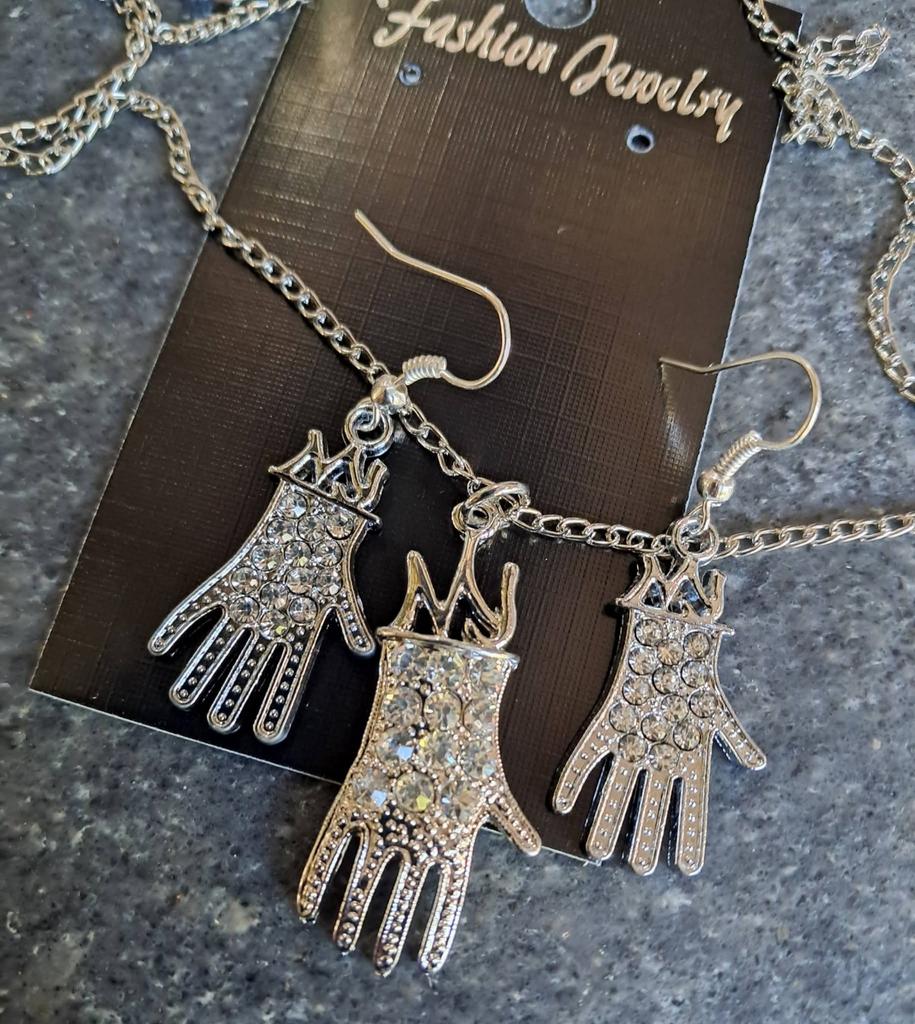 Vintage Ketting & Oorbellen Set - Michael Jackson Handschoen, Ophalen of Verzenden, Nieuw, Kleding