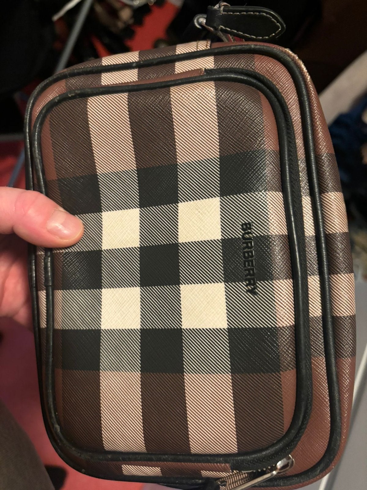 Burberry Schoudertasje - Bruin Geruit, Ophalen of Verzenden, Gebruikt, Leer, Overige merken