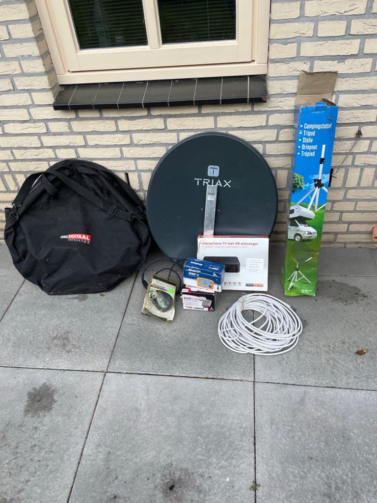 Complete TV schotel set met ontvanger en accessoires, Ophalen, Zo goed als nieuw, (Schotel)antenne, Overige merken