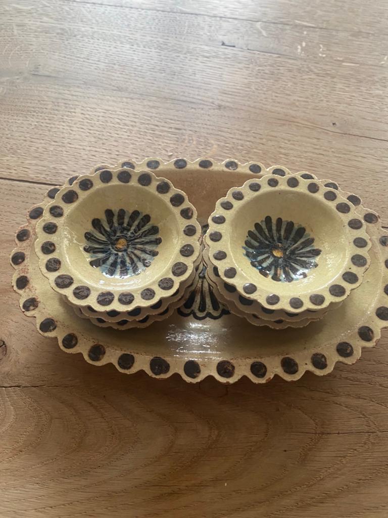 Set serveerschaaltjes retro  50-60er jaren Russel Tiglia, Ophalen of Verzenden, Huis en Inrichting