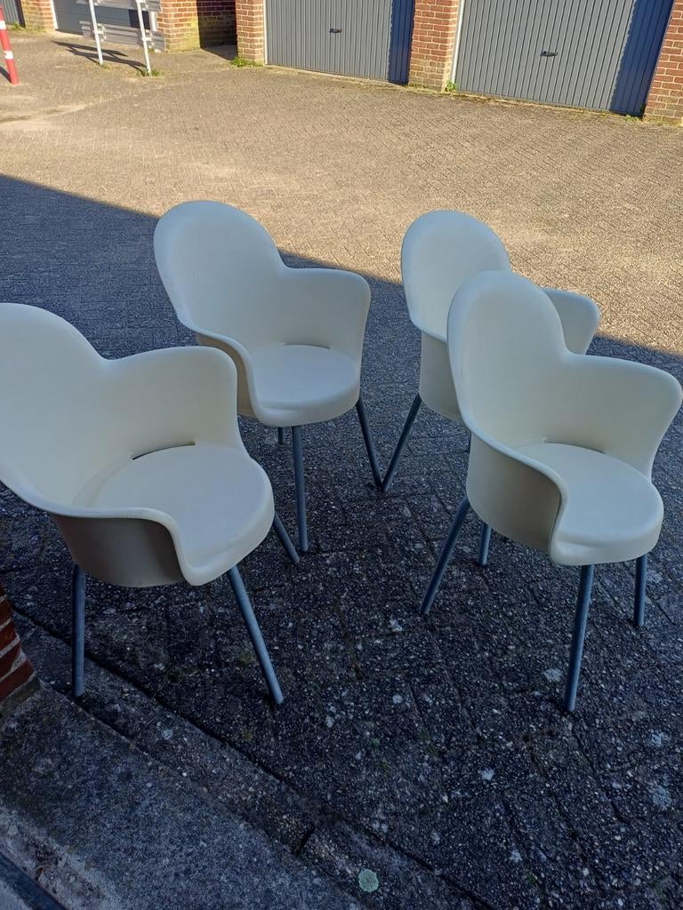 Kuipstoelen 4 stuks, Ophalen, Kunststof, Wit, Zo goed als nieuw