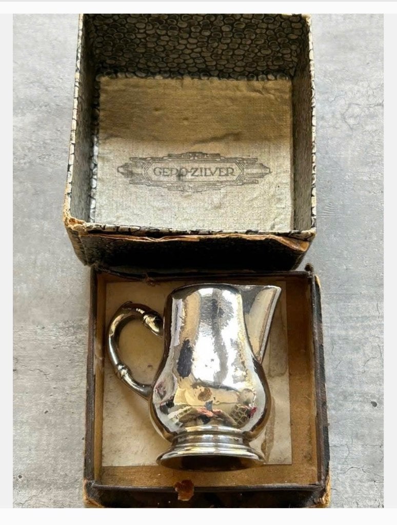 Vintage Zwaar verzilverd sleets kannetje Gero antiek doosje, Antiek en Kunst, Ophalen of Verzenden