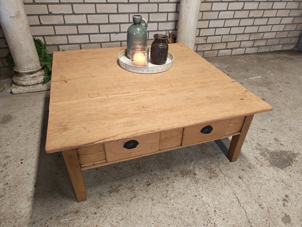 Teak Salontafel 110x110 Sober / Landelijk AFEGEPRIJSD, Ophalen, LANDELIJK SOBER TEAK, ?, Zo goed als nieuw