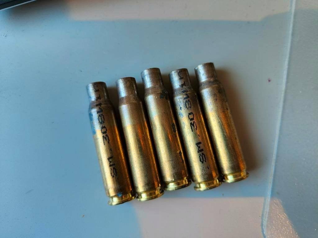 5 LEGE hulzen in het kaliber 308 Winchester, Verzamelen, Ophalen of Verzenden, Landmacht, Overige gebieden, Hulzen of Bodemvondsten