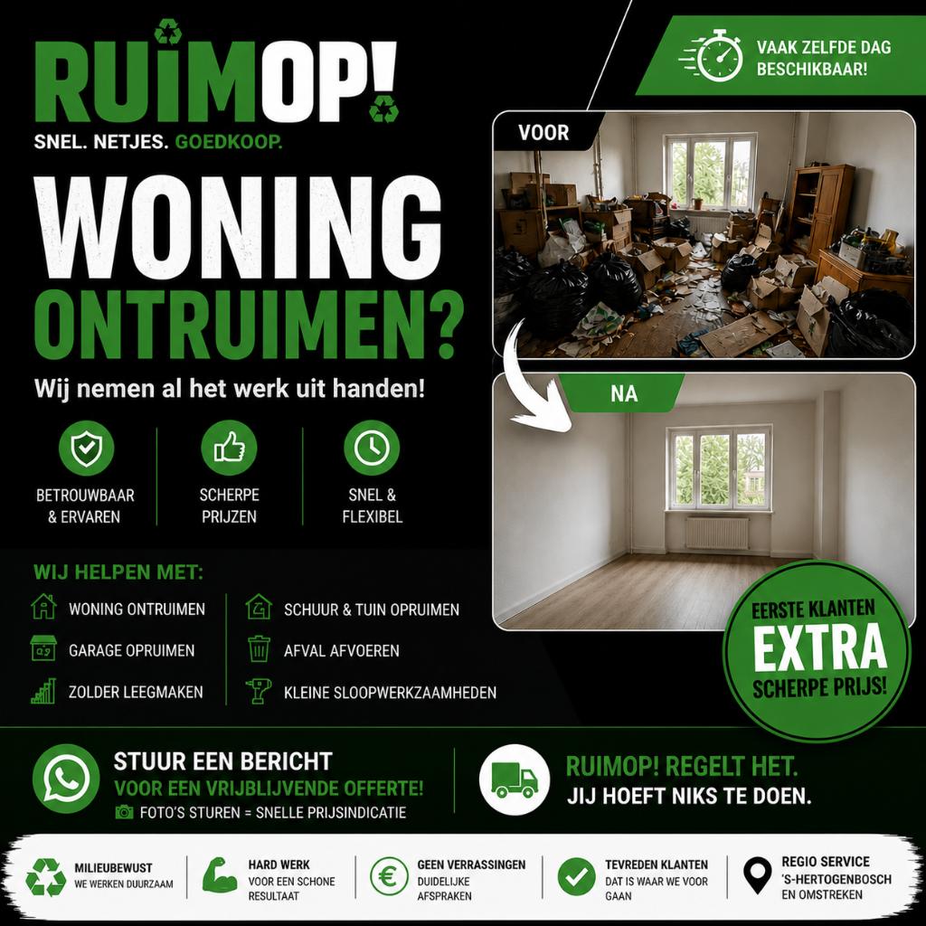 Woning Ontruimen | Huis Leegmaken | Opruimen |, Inpakservice, Verhuizen binnen Nederland