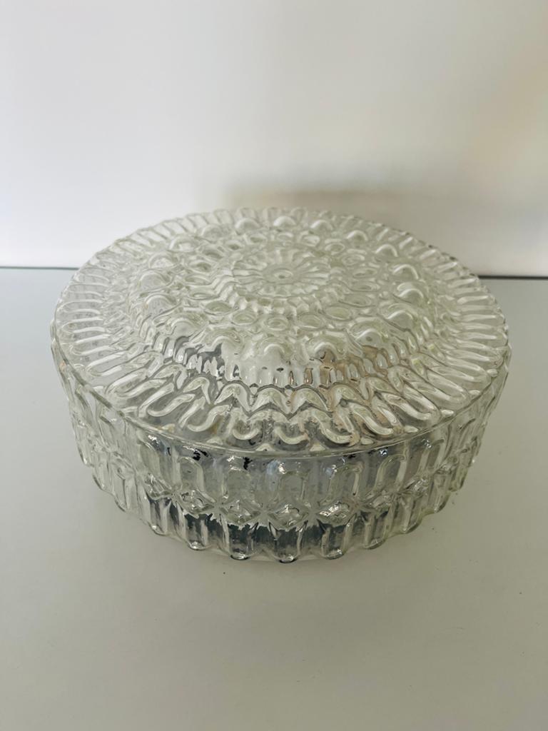 Vintage Glazen Plafonnière - Mid Century Design - 25 cm, Ophalen of Verzenden, Gebruikt, Glas