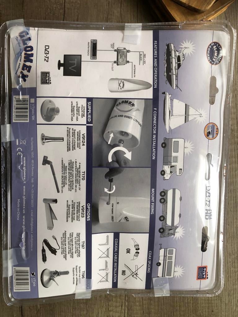 Glomex DVB-T2 HD Antenne voor boot of camper, Ophalen of Verzenden, Nieuw, Antenne