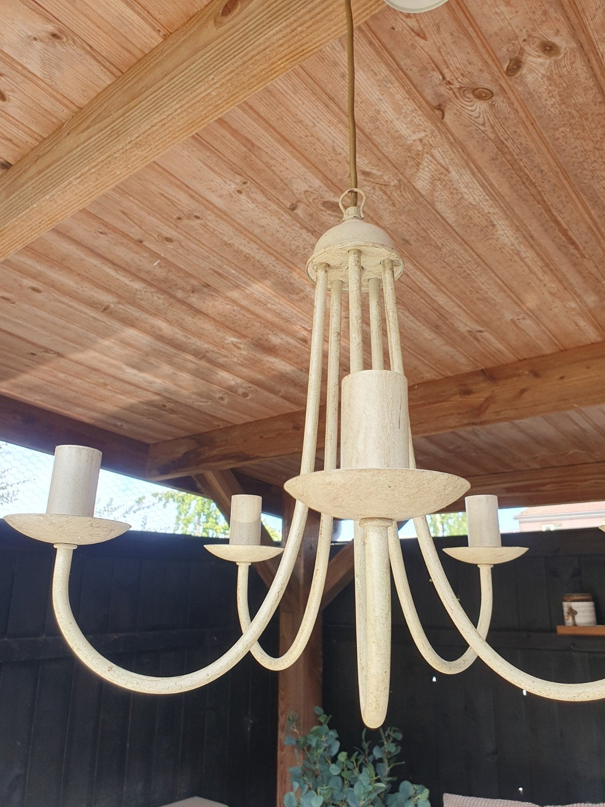 brocante kroonluchter, 5 arms, Huis en Inrichting, Lampen | Kroonluchters, Ophalen, Gebruikt, Brocante