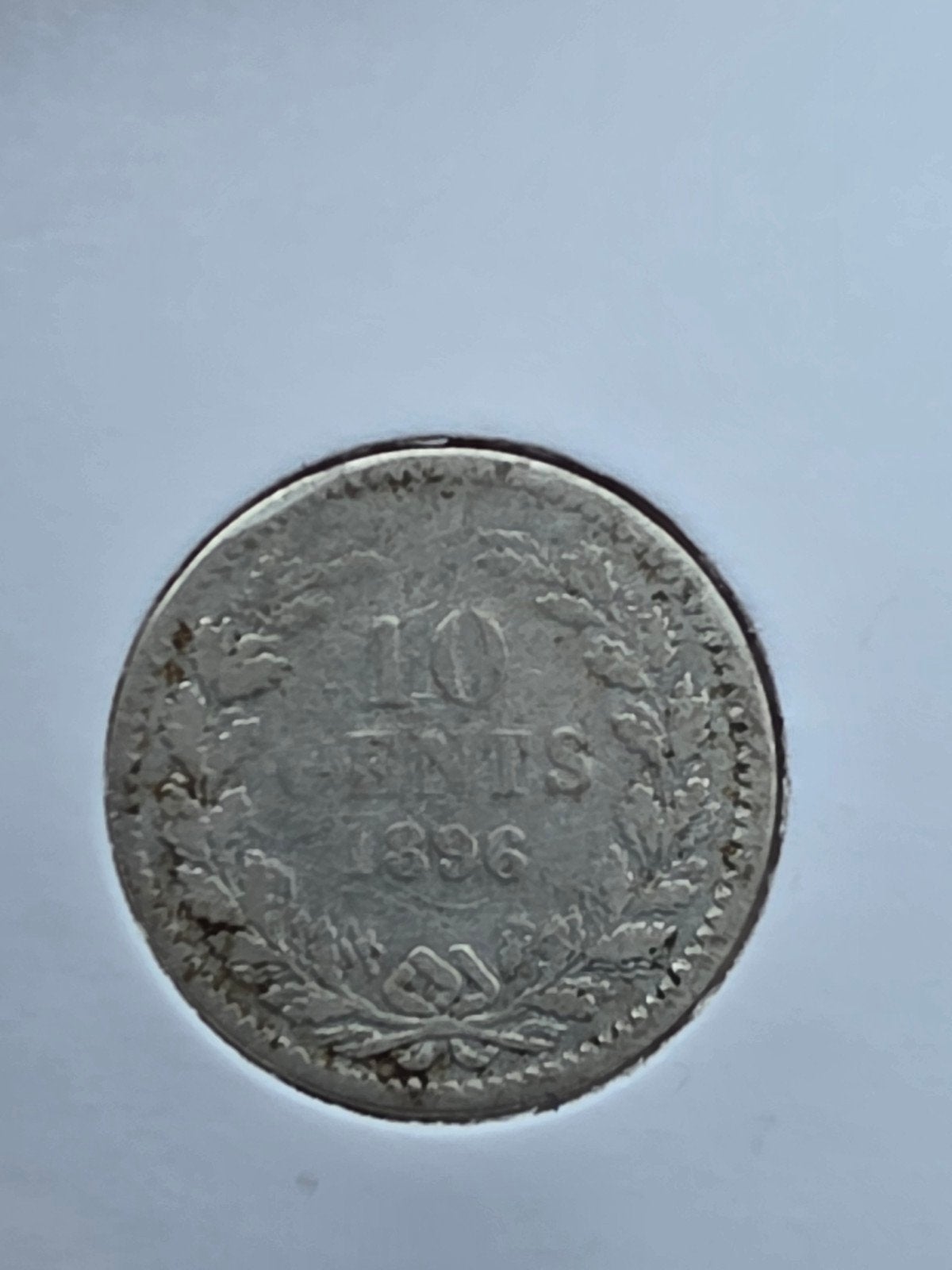 Zeldzaam 10 cent dubbeltje 1896 Koningin Wilhelmina, Postzegels en Munten, Munten | Nederland, Zilver, Ophalen of Verzenden, 10 cent