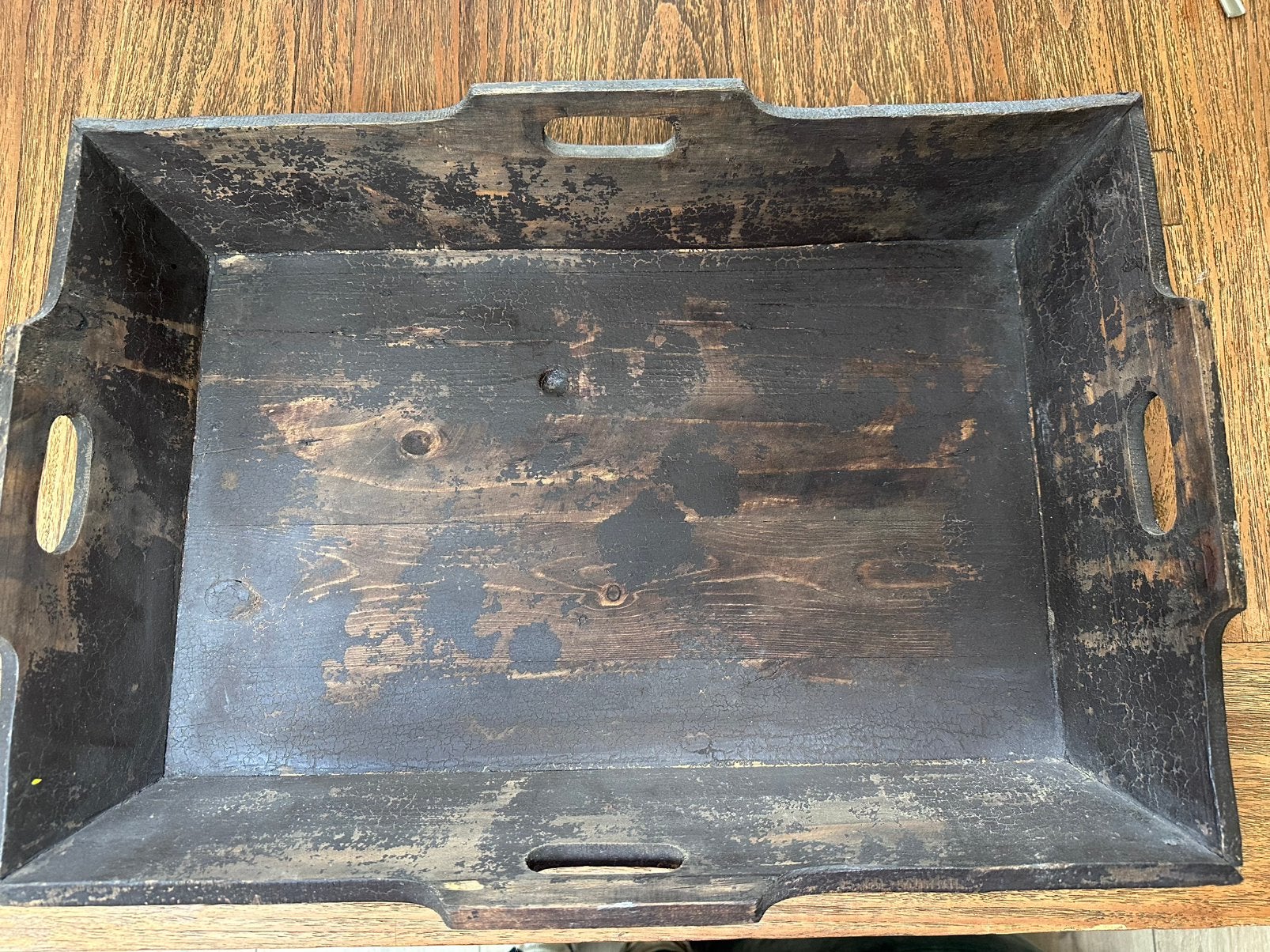 Robuust houten decoratief dienblad – vintage look, Ophalen of Verzenden, Zo goed als nieuw, Rechthoekig, Hout