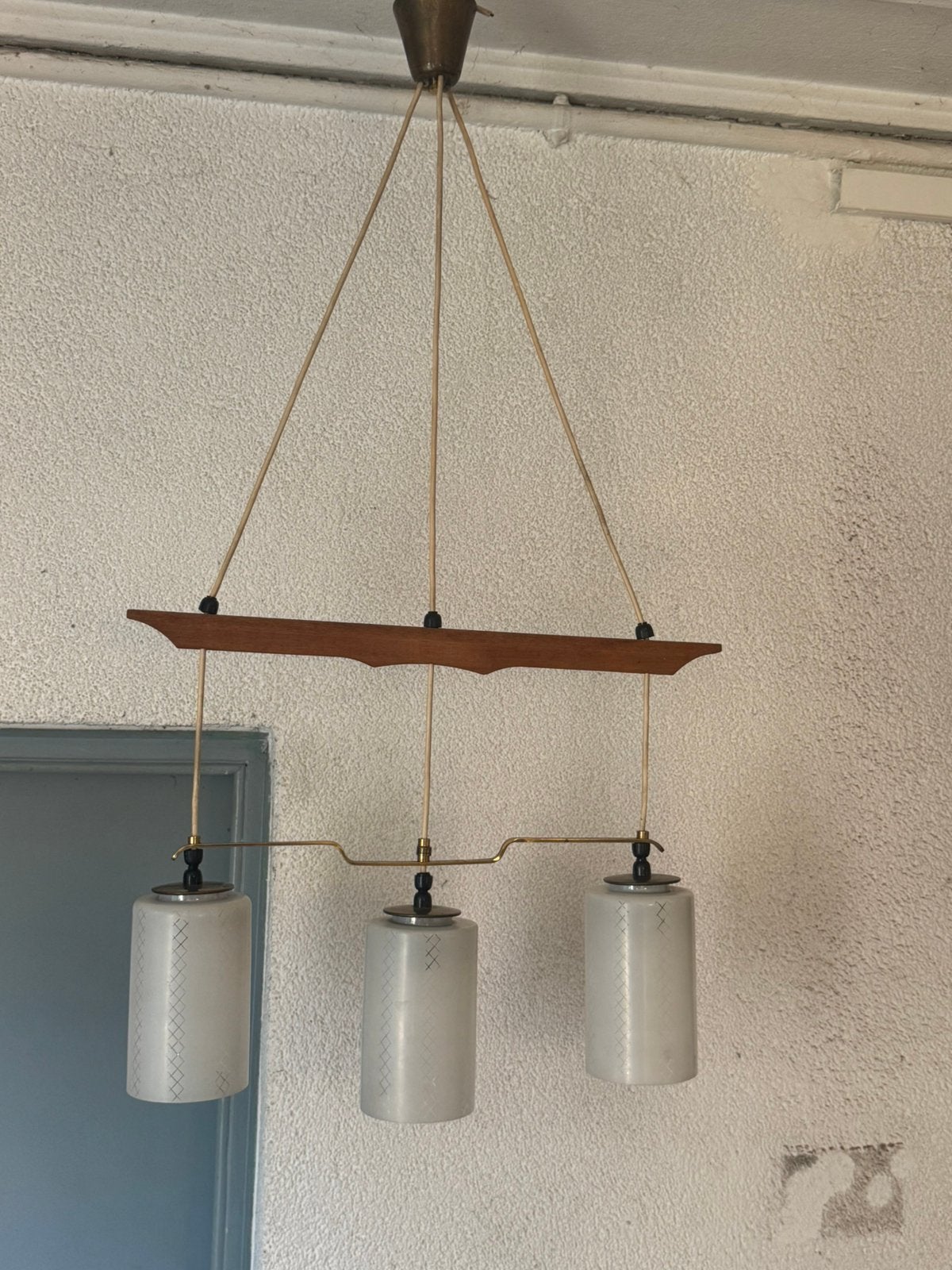 Hanglamp,sixties,zeventies,deens design,Mid-Century,vintage, Ophalen of Verzenden, Gebruikt, Glas, Sixties,zeventies,Mid-Century, deens design.