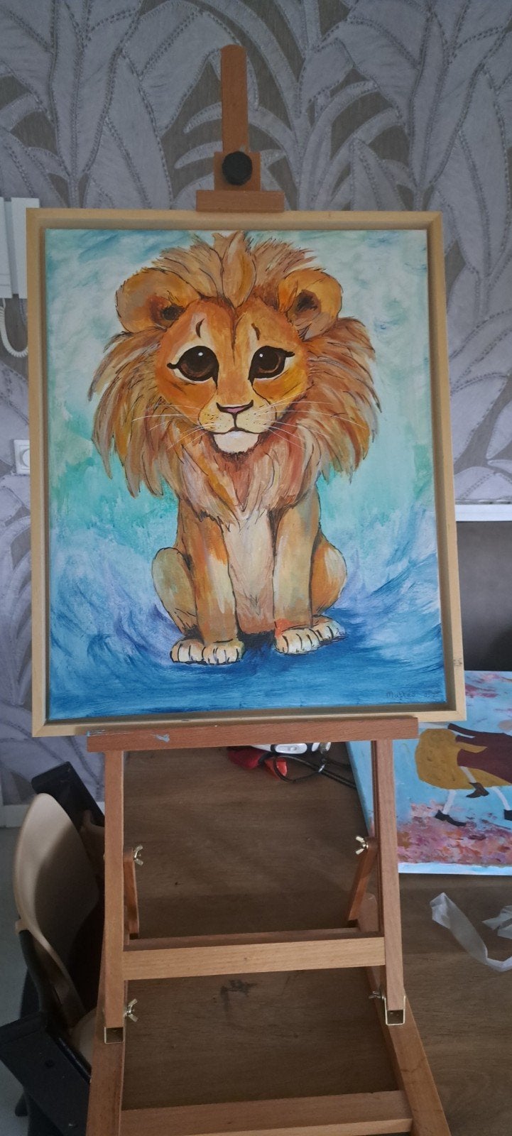 Schilderij van een schattige leeuw, 43x53 cm, Ophalen