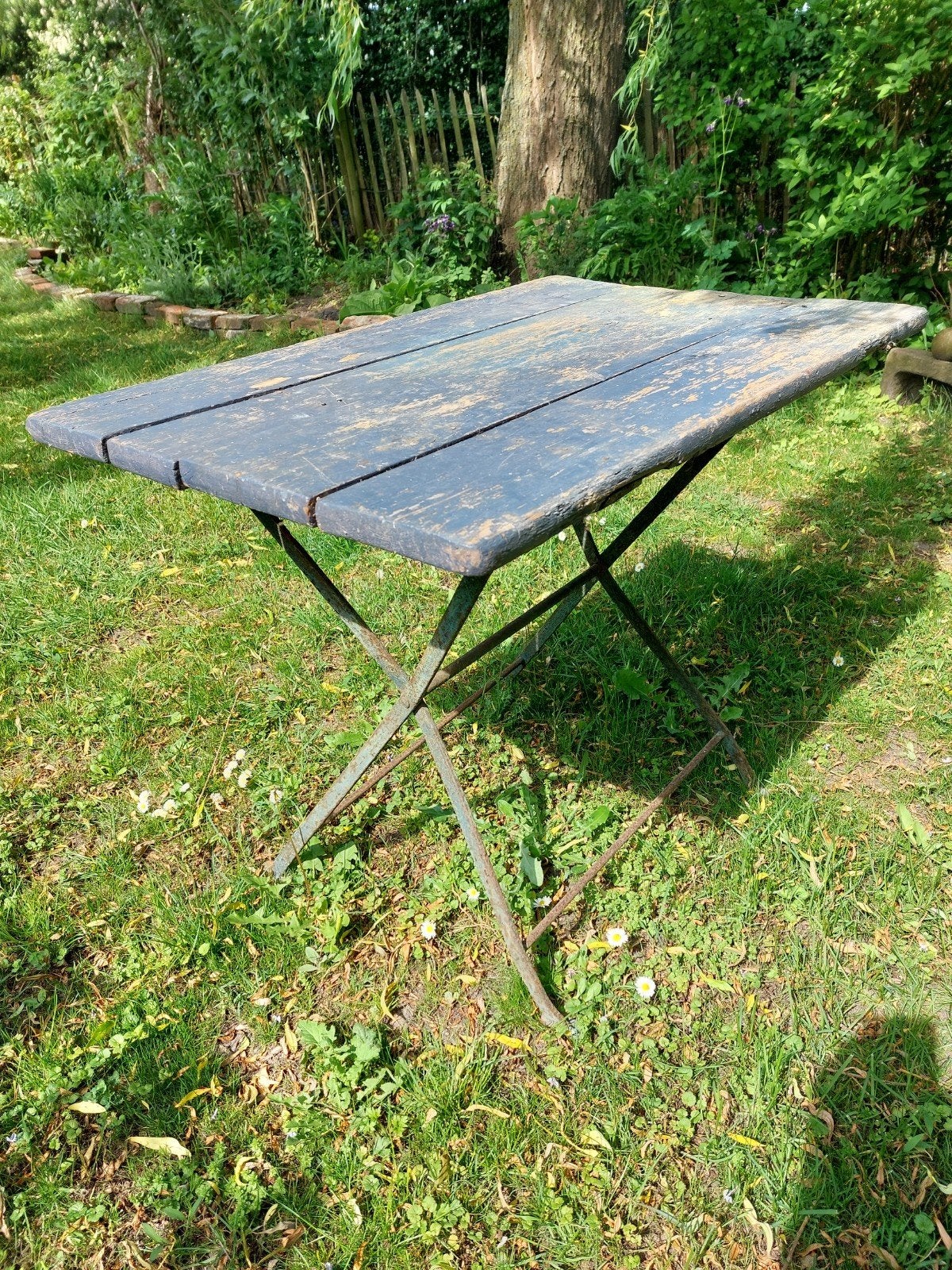 oude franse tuintafel, Ophalen, Gebruikt, Rechthoekig, Hout