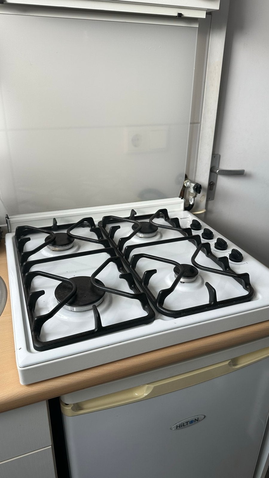 Bosch 4-pits gaskookplaat gas - vrijstaand - glazen afdekpla, Ophalen, Gebruikt, 4 kookzones, Gas