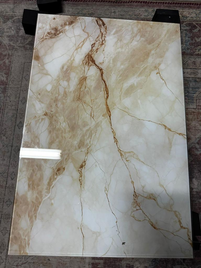 Glasschilderij 40x60cm golden marble, Ophalen of Verzenden