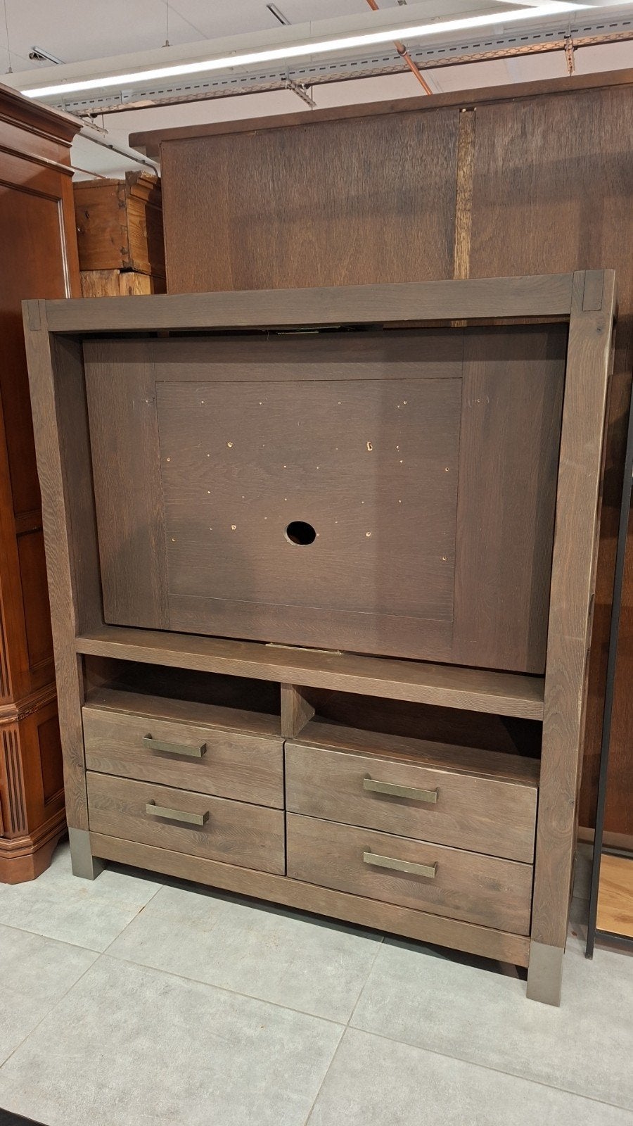 Robuuste cinewall TV-kast met lades en opbergruimte, Huis en Inrichting, Kasten | Televisiemeubels, Overige houtsoorten, 100 tot 150 cm