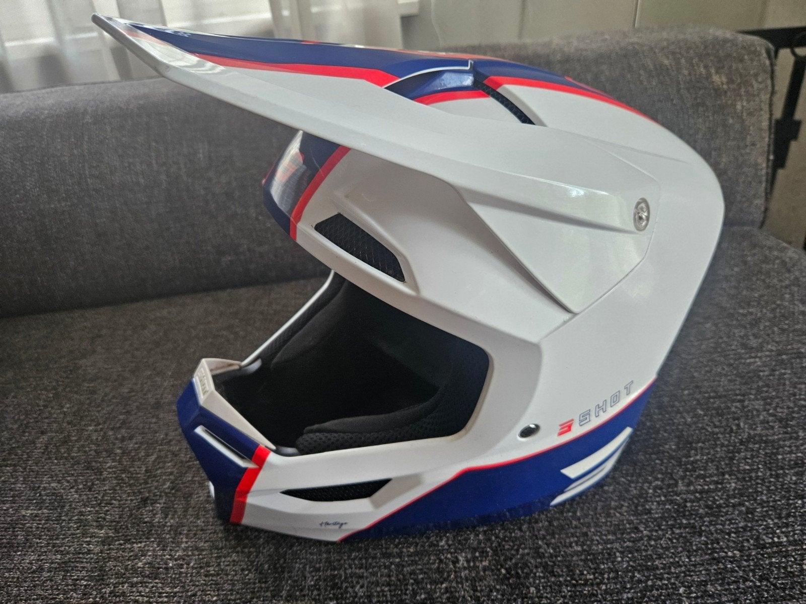Shot Furious Heritage Crosshelm Maat L - Wit/Blauw/Rood, Overige merken, Offroadhelm, Dames, Ophalen of Verzenden